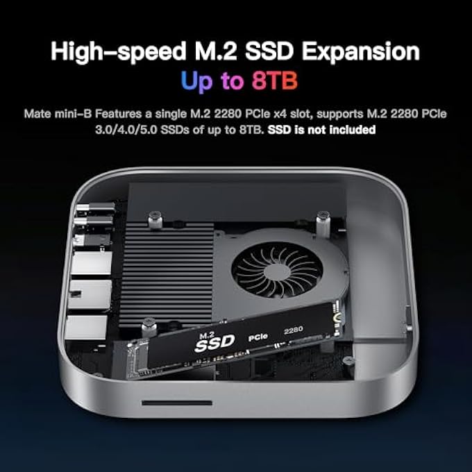 rayihni MAC MINI M4 DOCK, BEELINK EX MATE MINI-B 80GBPS DOCKING STATION, 1*M.2 PCIEX4 SSD SLOT, UP TO 8TB EXPANSION, SD4.0 CARD SLOT, 2.5G LAN, 15W USB C PD3.0 PORT, 2*USB A 10GBPS, 3.5MM AUDIO - Image 3