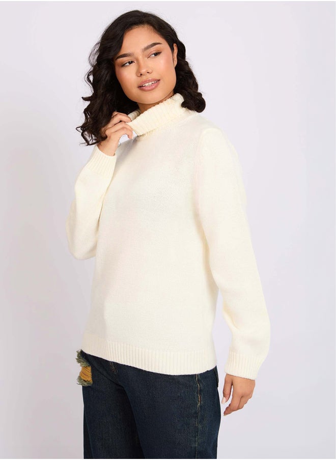 Premoda Women  Pullover Regular Fit Off white  - Image 3