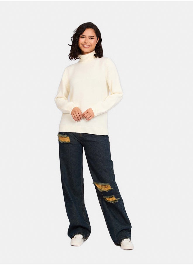 Premoda Women  Pullover Regular Fit Off white  - Image 1