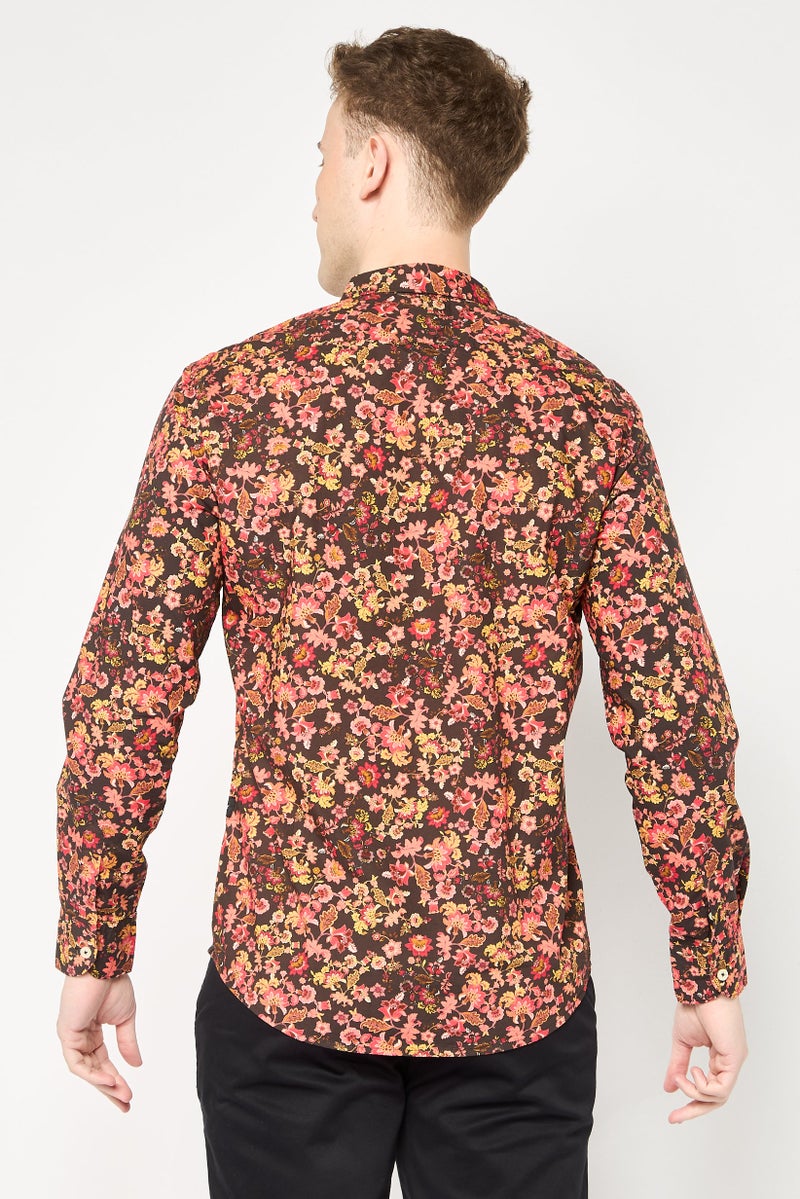 Replay Men Regular Fit Long Sleeve Floral Print Casual Shirt, Multicolor - Image 4