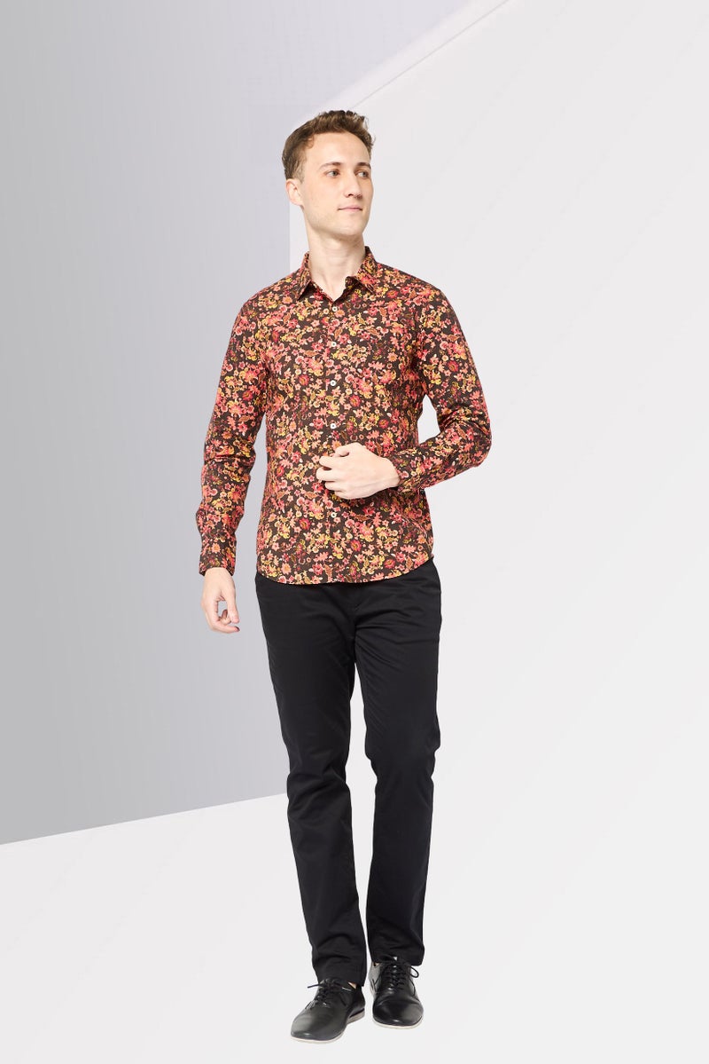 Replay Men Regular Fit Long Sleeve Floral Print Casual Shirt, Multicolor - Image 2