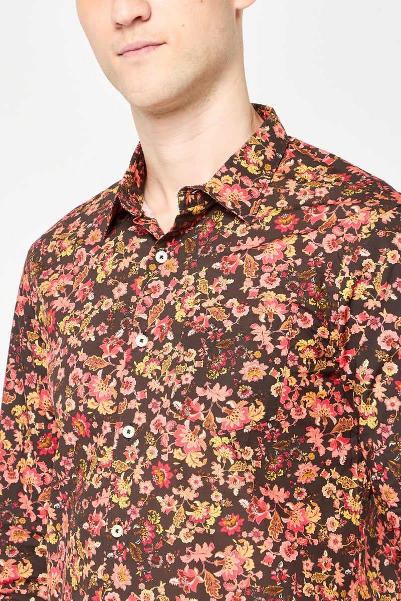 Replay Men Regular Fit Long Sleeve Floral Print Casual Shirt, Multicolor - Image 3