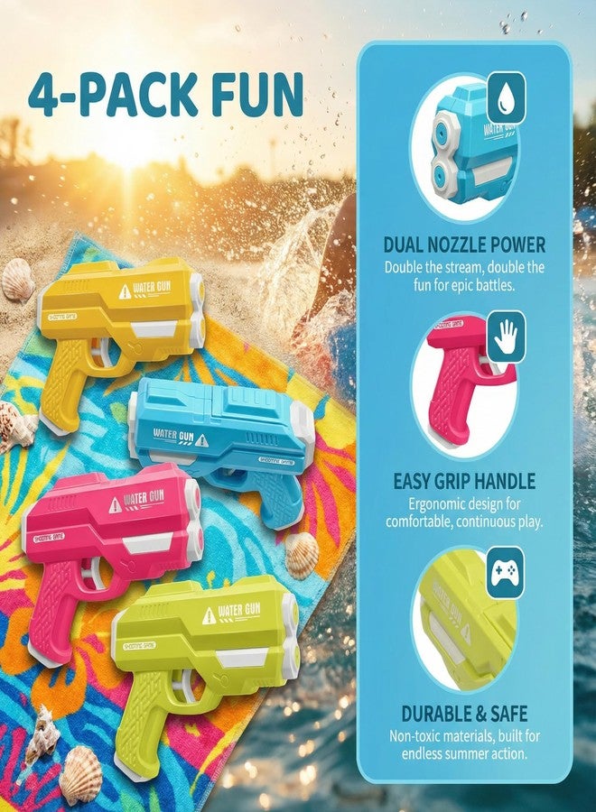 Dsmile 4 Pack Fast-Fill Water Blaster Guns for Kids, Dual Nozzles Squirt Guns for Swimming Pool Beach Outdoor Water Toys - Image 4