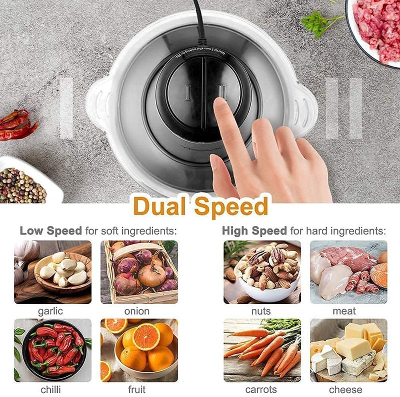 Gokich Gokich Stainless Steel Electric Meat Mixer Grinders with Bowl for Heavy Kitchen Food Chopper Mixer Meat Vegetables Onion Slicer Garlic Slicer Dicer Food Processor 2 Liter  - Image 5