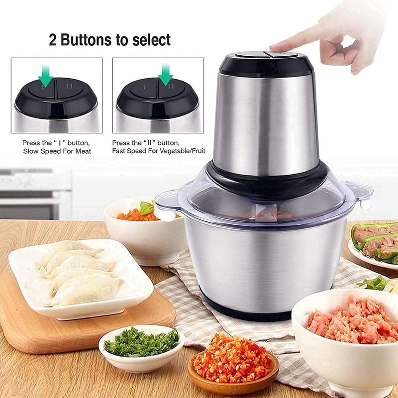 Gokich Gokich Stainless Steel Electric Meat Mixer Grinders with Bowl for Heavy Kitchen Food Chopper Mixer Meat Vegetables Onion Slicer Garlic Slicer Dicer Food Processor 2 Liter  - Image 3