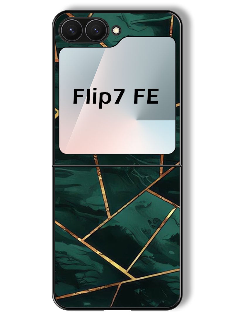 Theodor حافظة متوافقة مع سامسونج جالاكسي زد فليب 7 إف إي 6.7 بوصة حماية مضادة للصدمات غطاء بامبر بنمط أخضر - Image 1