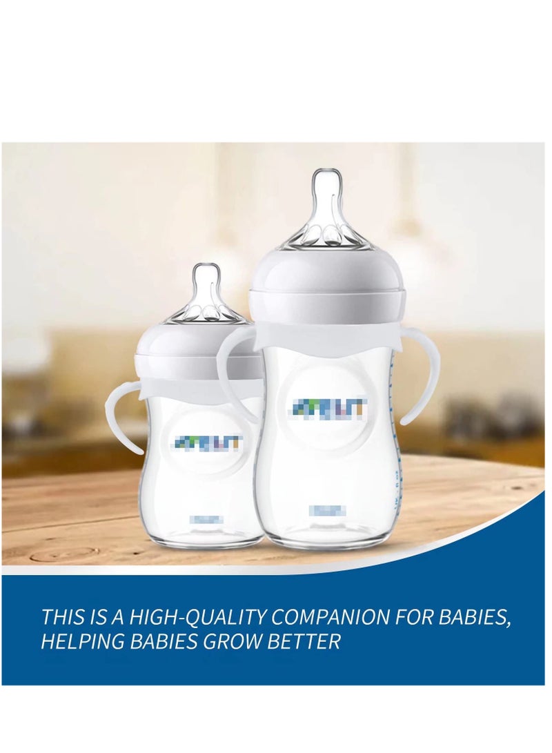 مجموعة من 4 مقابض لزجاجات الأطفال متوافقة مع زجاجات الأطفال الطبيعية من Philips Avent - حاملات زجاجات أطفال باللون الأبيض لسهولة التغذية والإمساك - Image 5