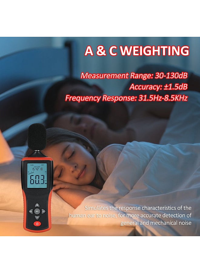Decibel Meter Digital Sound Level Meter with Backlight LCD Display Portable SPL Meter