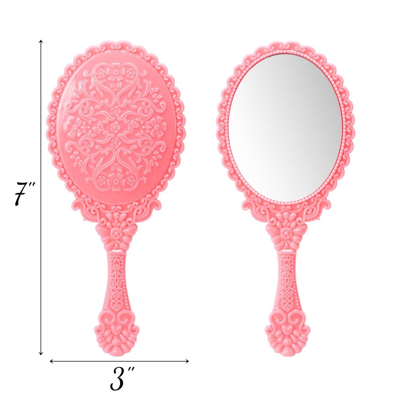 Goaste 24 Pack Vintage Handheld Mirror, Portable Embossed Flower Mirror, Hand Held Decorative Mirrors for Face Makeup, Travel, Camping, Home, Assorted Colors, 7"Ã—3" - Image 2