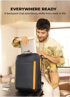 Mokobara MOKOBARA The Autopilot Backpack Fits 15.6 Inch Laptop, 35L Capacity Premium Durable Nylon and Vegan Leather Black Unisex Multipurpose Laptop Backpack | Ideal for Office, Travel, School (Headspace Sunray)  - Image 3