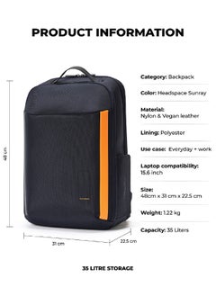Mokobara MOKOBARA The Autopilot Backpack Fits 15.6 Inch Laptop, 35L Capacity Premium Durable Nylon and Vegan Leather Black Unisex Multipurpose Laptop Backpack | Ideal for Office, Travel, School (Headspace Sunray)  - Image 4