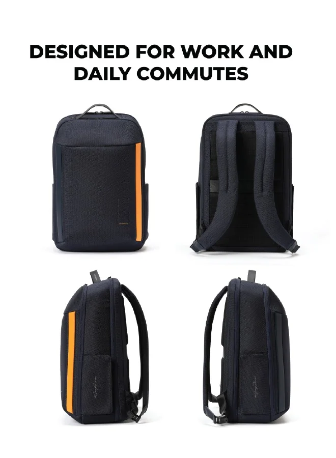 Mokobara The Autopilot Backpack Fits 15.6 Inch Laptop, 35L Capacity Premium Durable Nylon and Vegan Leather Black Unisex Multipurpose Laptop Backpack | Ideal for Office, Travel, School (Headspace Sunray)