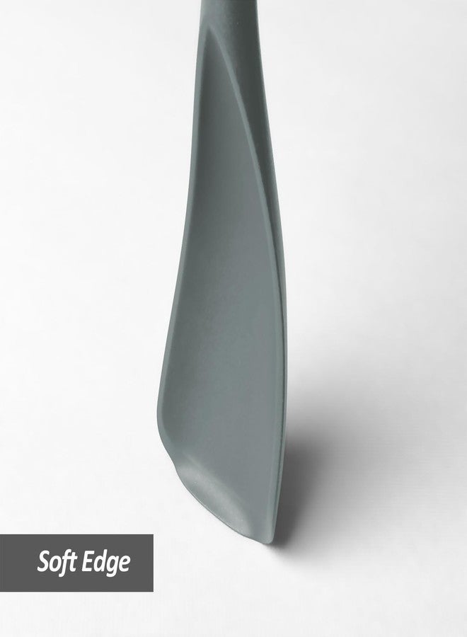 XiaoZu Silicone Spatula Spoon, Great for Both Cooking and Serving Durable BPA-Free Matte Black Silicone, Seamless Design, Safe for Nonstick Cooking Surfaces, 2-Pcs, Gray - Image 3