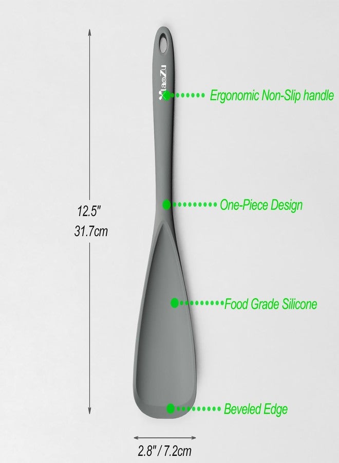 XiaoZu Silicone Spatula Spoon, Great for Both Cooking and Serving Durable BPA-Free Matte Black Silicone, Seamless Design, Safe for Nonstick Cooking Surfaces, 2-Pcs, Gray - Image 2