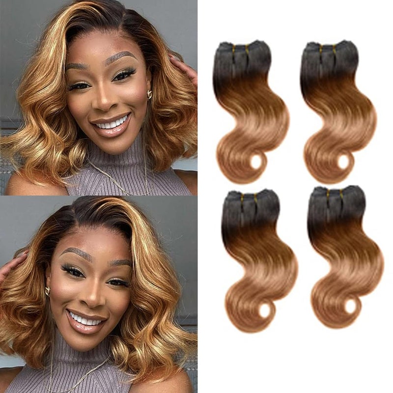 Ombre Human Hair Bundles Body Wave 4 bundle human hair 12A Virgin Unprocessed Human Hair Short Bundles Ombre Blonde Bundles88881B30