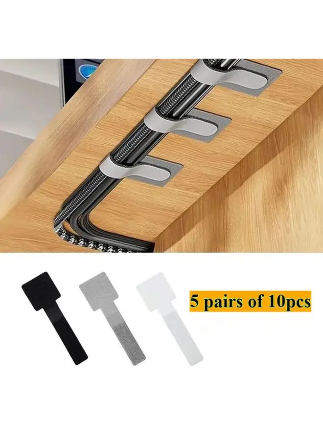 5 Pairs 10pcs Black Cable Organizer Zip Ties Reusable Nylon Cord Management for Headphones Tech Accessories - Image 1