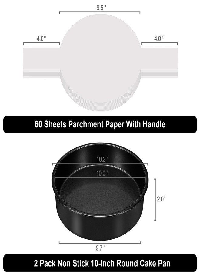 AWTBDP 10 Inch Cake Pan Set of 2, Nonstick Round Cake Pans with 60PCS Pre-cut Parchment Paper for Christmas Birthday Thanksgiving, Circle Cake Pan for Baking Layer Cakes Deep-Dish Pizza Pie, Dishwasher Safe - Image 2