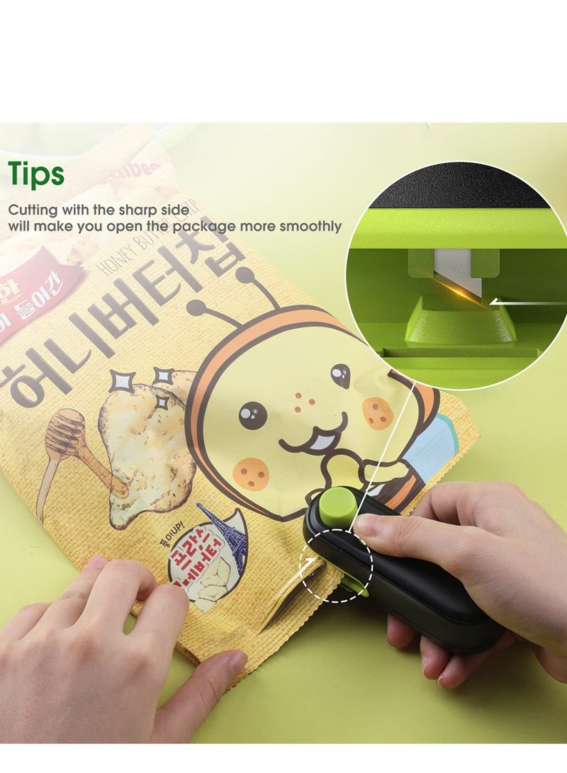 2 in 1 Mini Bag Sealer - Rechargeable Handheld Heat Sealer for Snacks, Portable Vacuum Sealing Machine to Keep Your Chips & Cookies Fresh, Ideal for Home & Travel (Black & Green) - Image 5