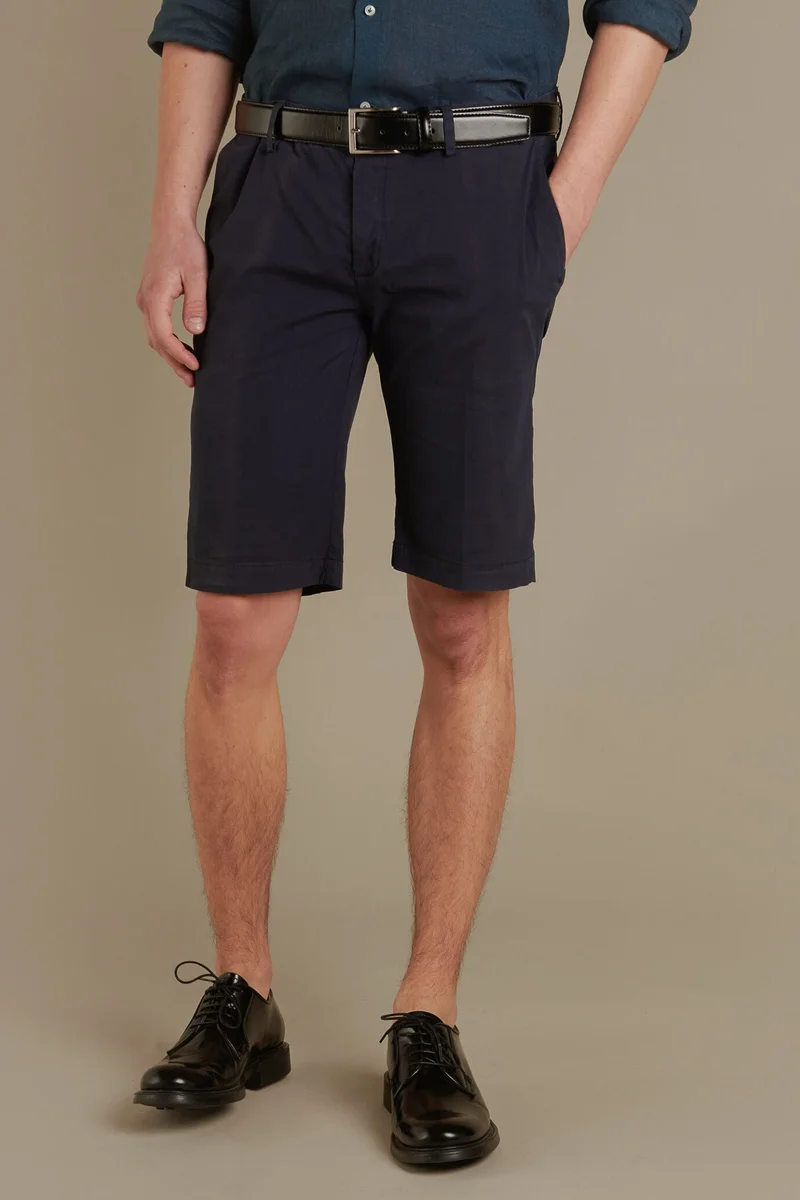 Doppelganger Blue 100% cotton chino bermuda - DK Blue for Men | Best Price UAE