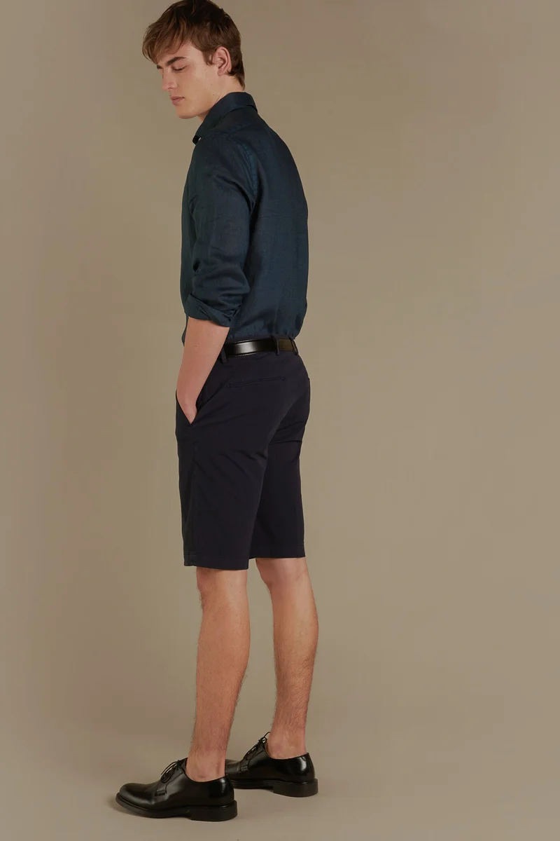 Doppelganger Blue 100% cotton chino bermuda - DK Blue for Men | Best Price UAE