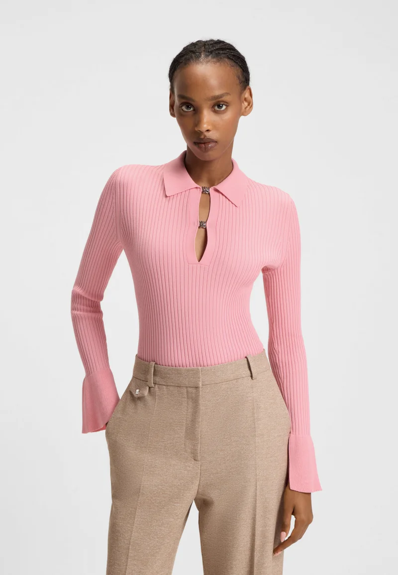 هوجو Knit polo with stacked-logo placket closures