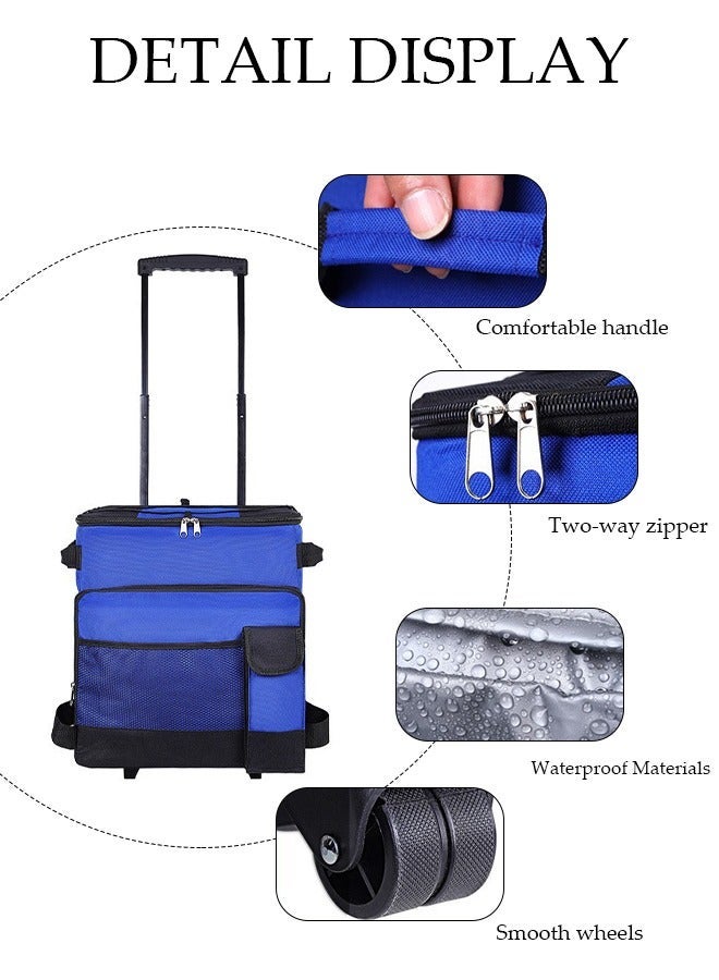 DUNISO Trolley Cooler Food Bag, Portable Hand Boot Cart Trunk, Insulated Rolling Thermal Beverage with Foldable Wheels Roller for Outdoor BBQ Beach, Camping, Picnics, Grocery Shopping - Image 3