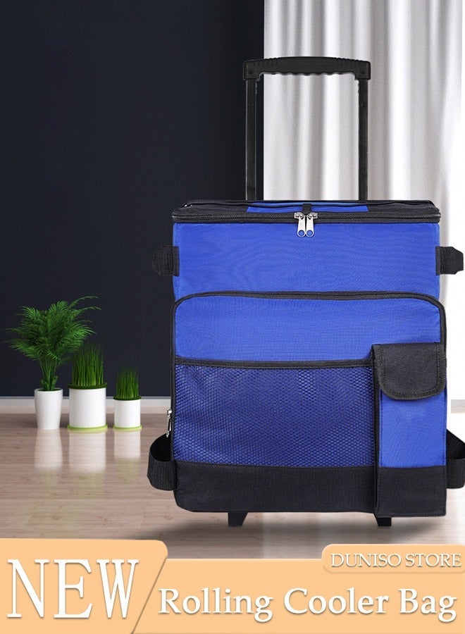 DUNISO Trolley Cooler Food Bag, Portable Hand Boot Cart Trunk, Insulated Rolling Thermal Beverage with Foldable Wheels Roller for Outdoor BBQ Beach, Camping, Picnics, Grocery Shopping - Image 1