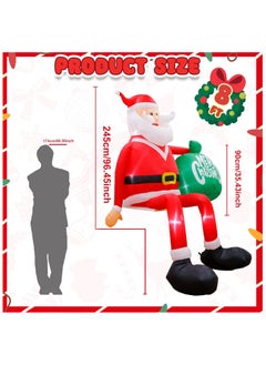AUTOYSUR 8FT Inflatable Christmas Decoration Outdoor, Inflatable Santa Decoration Outdoor with Gift Bag, IP44 Weatherproof Santa Claus Inflatable with LED Lighting Fan for Lawn Yard Outdoor (F)  - Image 2