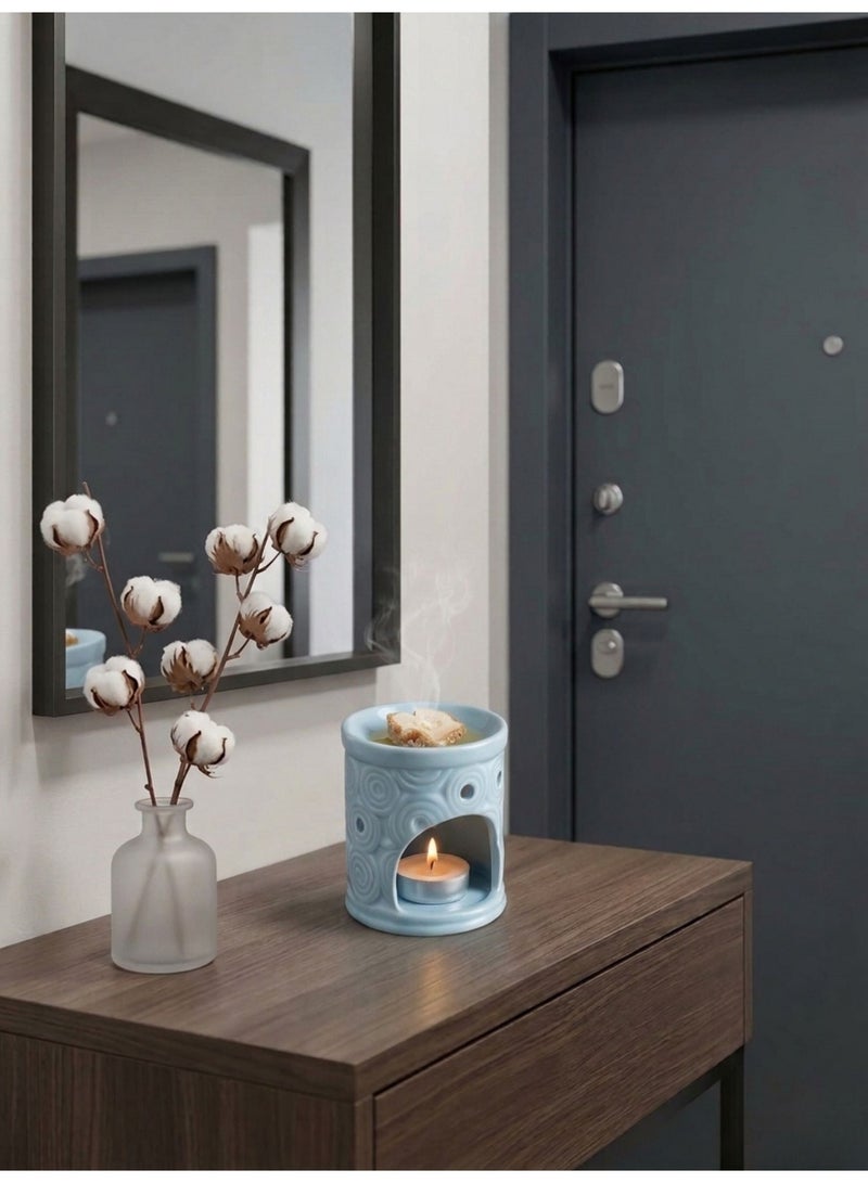 2-Tier Modern Porcelain Diffuser Set - 4pcs Natural Wax Melts (Sweet Coconut) & 4 Tea light Candles - Luxury Gift - Image 2
