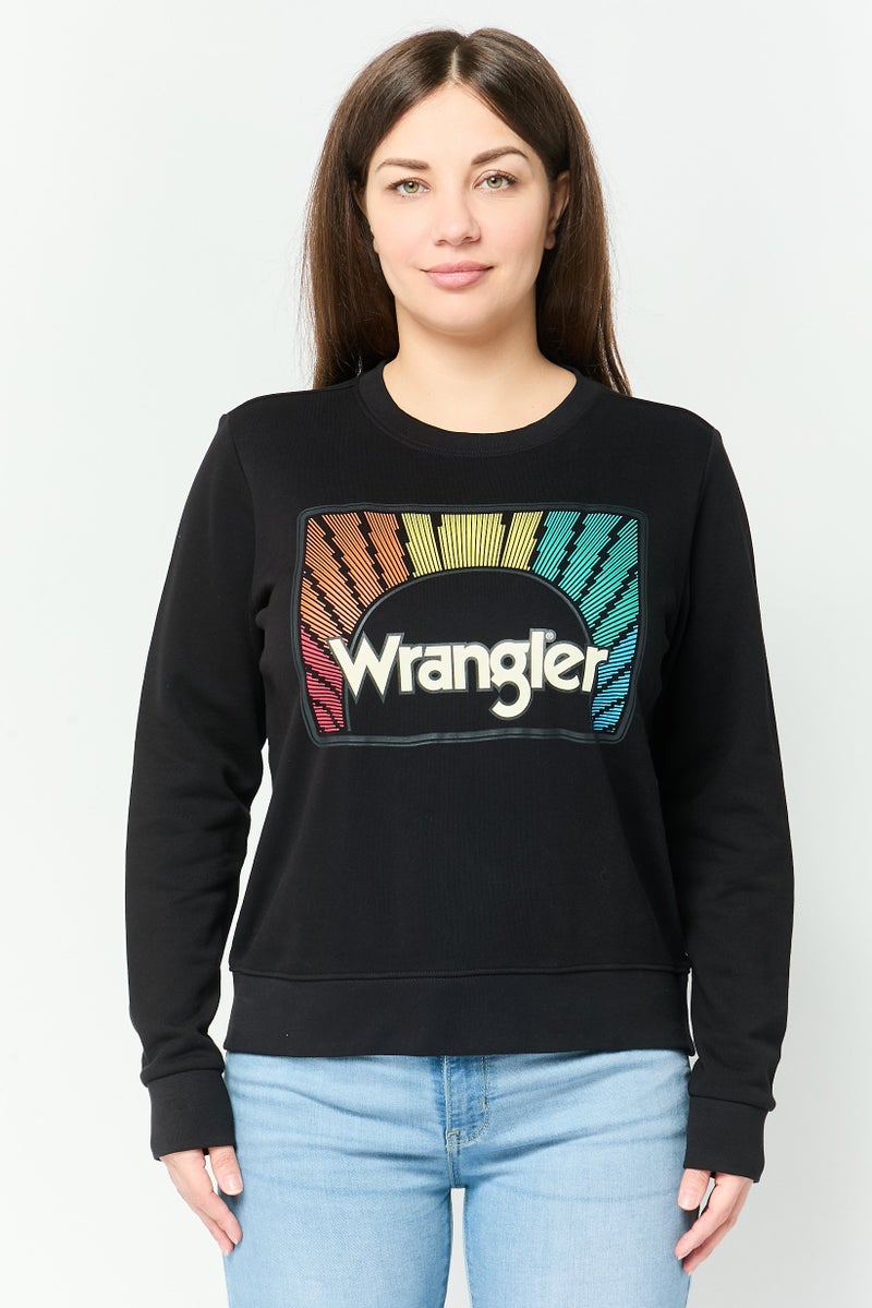 Wrangler Women Brand Logo Long Sleeve Sweatshirt, Black - Image 1