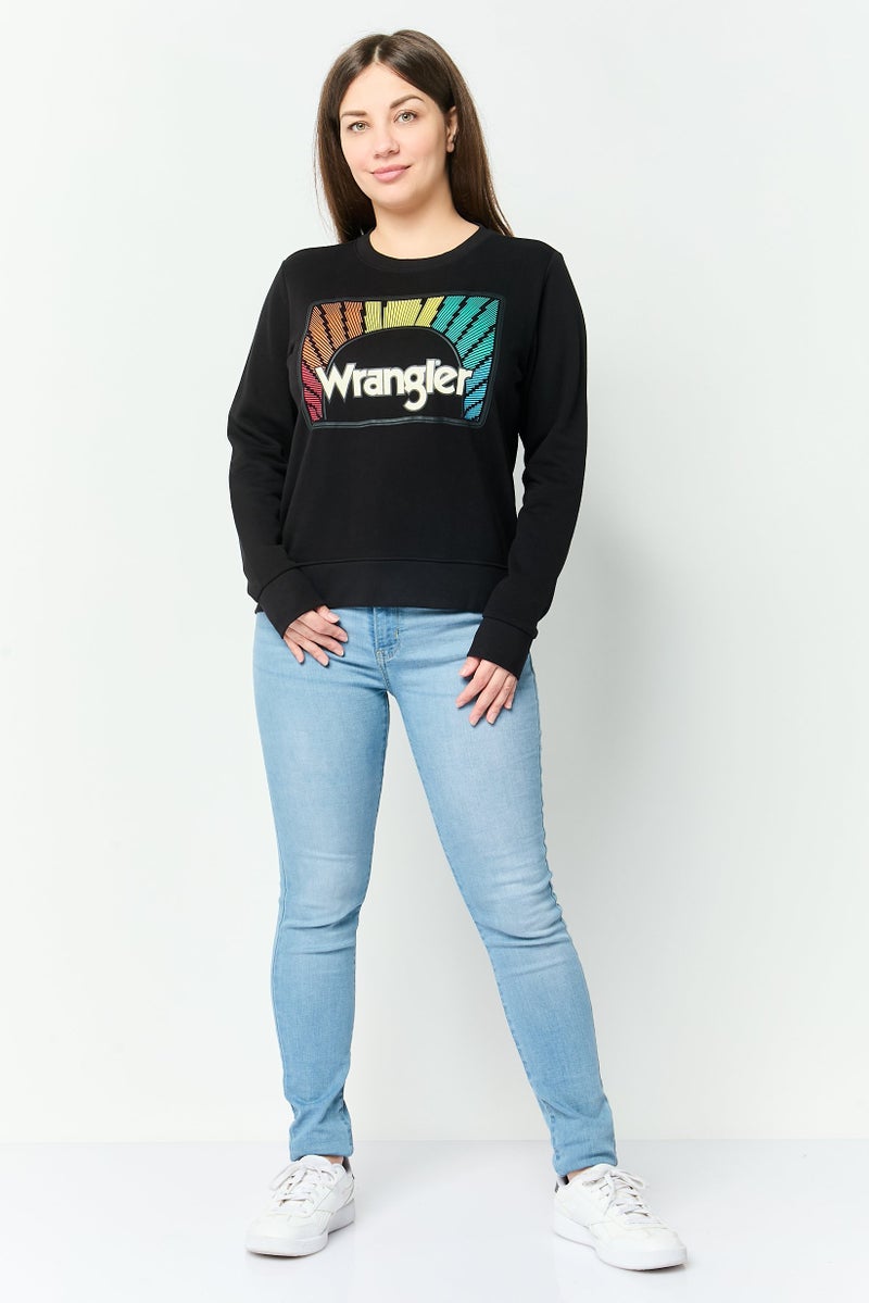 Wrangler Women Brand Logo Long Sleeve Sweatshirt, Black - Image 2