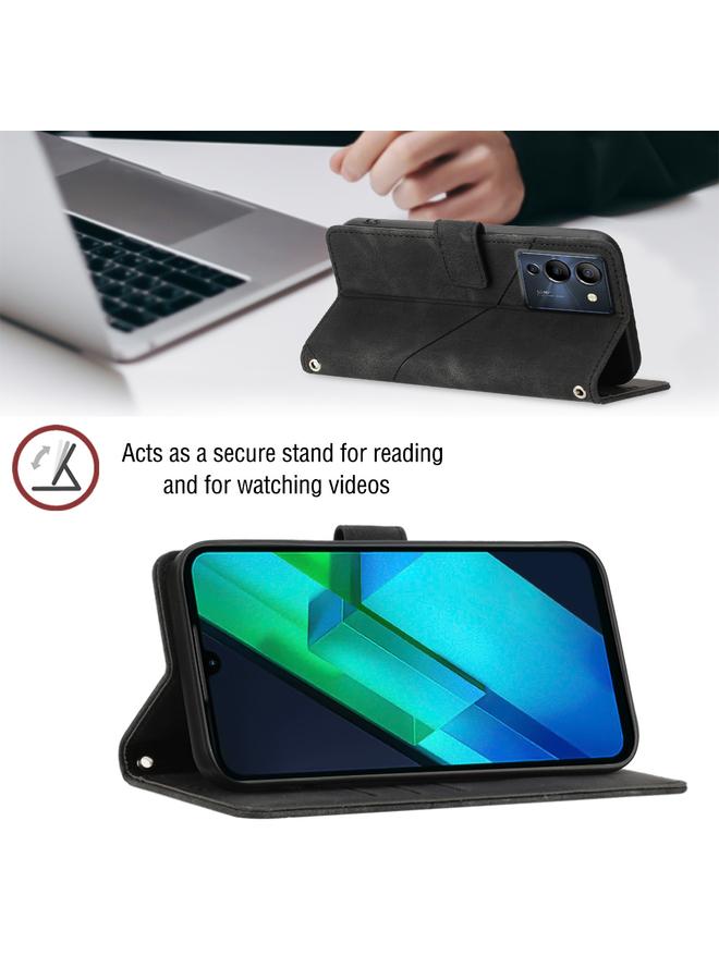 اس-توب جراب لهاتف Infinix Note 12 G96 مصنوع من الجلد المنقوش بملمس الجلد - Image 5