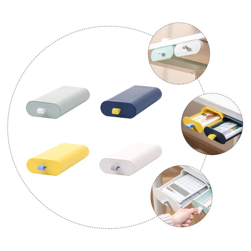 Under Desk Storage Drawer Organizer 4pcs Set Hidden Sticky Hanging Stationery Box For Office Home Workspace - Image 4