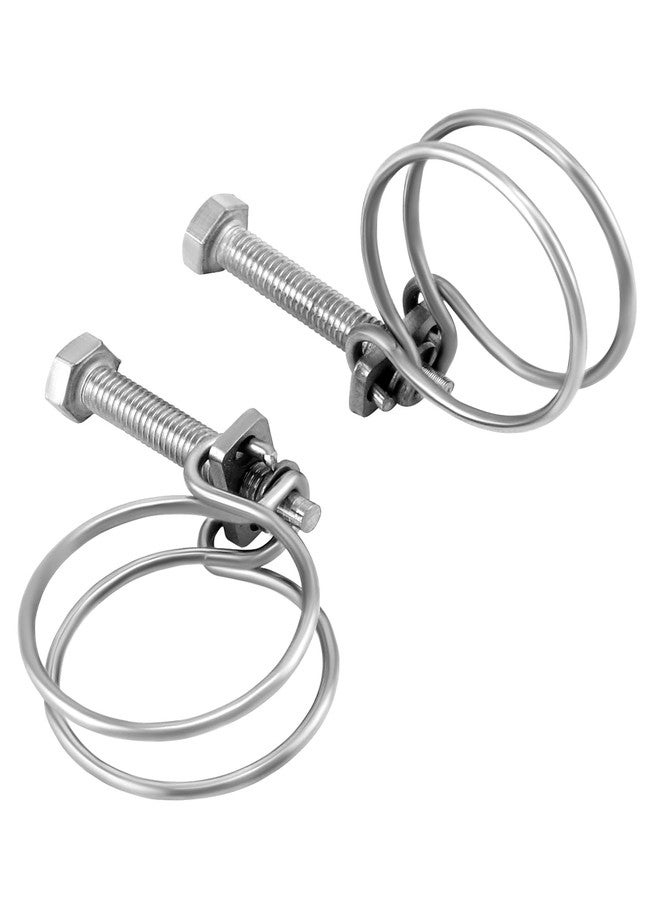 QWORK Heavy-Duty 1-1/2 Inch Double Wire Hose Clamp with Bolt - 304 Stainless Steel 10 Pack, Leak-Proof and Corrosion-Resistant for Secure Hose Connection - Image 2
