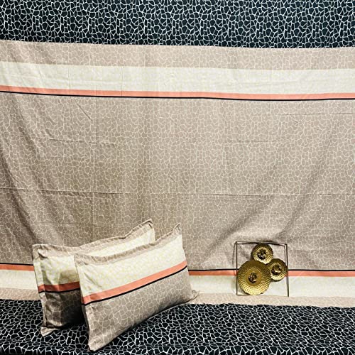 MOSHO Super Large King Size Bedsheet 108x108 Inch Without Joints with 2 Large Pillow Covers - Brown Floral Print - Image 1