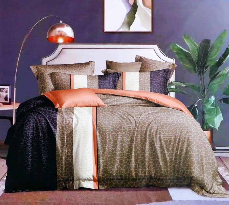 MOSHO Super Large King Size Bedsheet 108x108 Inch Without Joints with 2 Large Pillow Covers - Brown Floral Print - Image 2