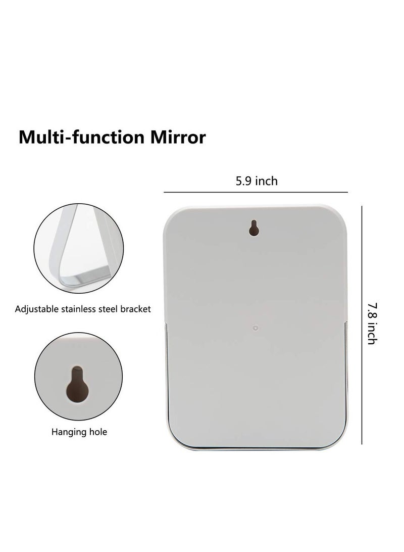 YEAKE YEAKE Table Desk Vanity Makeup Mirror,8-Inch Portable Folding Mirror with Metal Stand 90°Adjustable Rotation Tavel Make Up Mirror Hanging Bathroom for Shower Shaving(Gray)  - Image 2