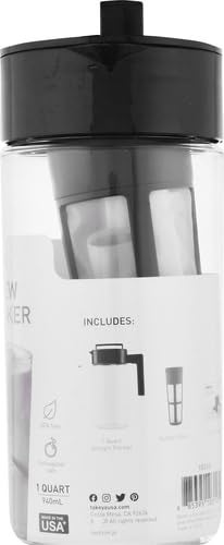 Takeya Takeya Patented Deluxe Cold Brew Coffee Maker with Black Lid Airtight Pitcher, 1 Quart, Black  - Image 4