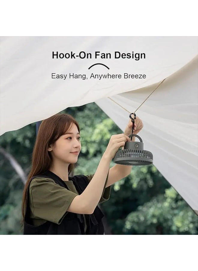 توبيز مروحة Tobys CPL-T23 المحمولة القابلة لإعادة الشحن بقوة 4000 مللي أمبير في الساعة مع فانوس LED قابل لتعديل الارتفاع للاستخدام في المنزل والمكتب والتخييم في الهواء الطلق - CPL T23 - Image 5