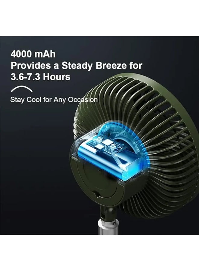 توبيز مروحة Tobys CPL-T23 المحمولة القابلة لإعادة الشحن بقوة 4000 مللي أمبير في الساعة مع فانوس LED قابل لتعديل الارتفاع للاستخدام في المنزل والمكتب والتخييم في الهواء الطلق - CPL T23 - Image 4