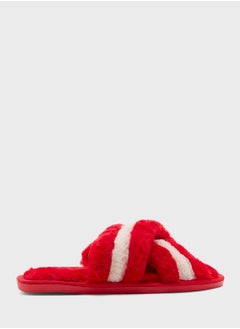Ginger Stripe Cross Over Bedroom  Slippers  - Image 1