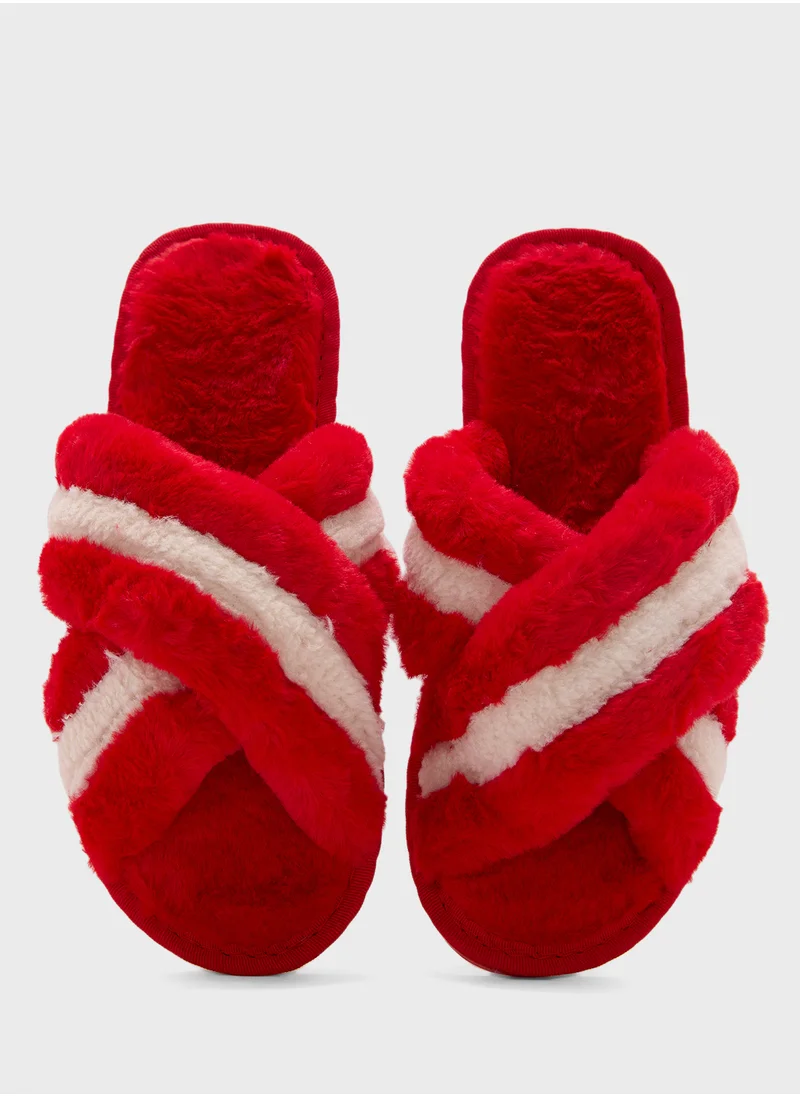 Ginger Stripe Cross Over Bedroom  Slippers