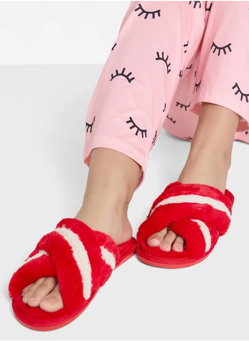 Ginger Stripe Cross Over Bedroom  Slippers