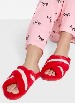 Ginger Stripe Cross Over Bedroom  Slippers  - Image 5