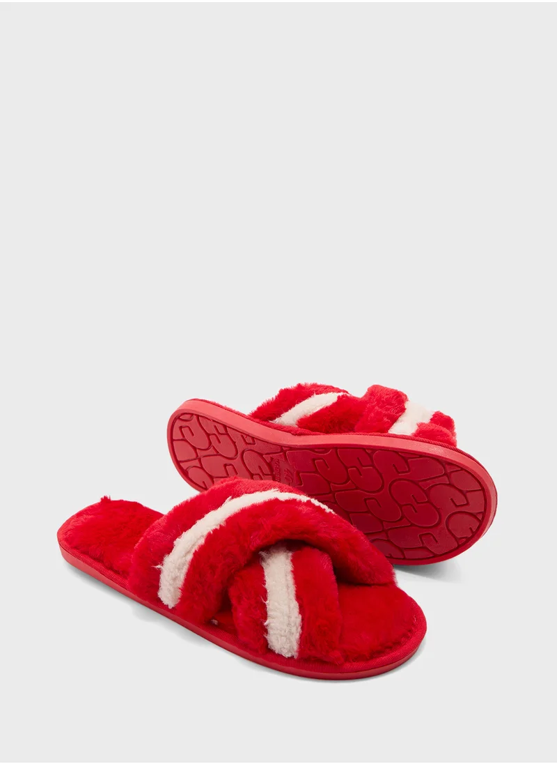 Ginger Stripe Cross Over Bedroom  Slippers