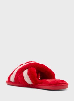 Ginger Stripe Cross Over Bedroom  Slippers  - Image 2