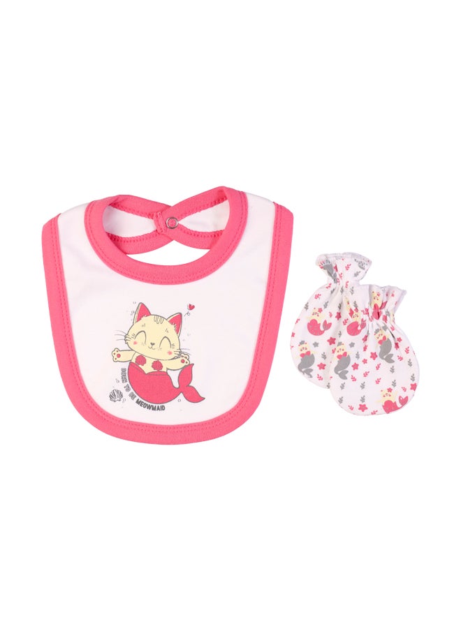 Babies Basic 5 Piece Unisex 100% Cotton Gift Set Include Bib, Romper, Mittens, Cap And Sleepsuit/Jumpsuit- Meowmaid  - Image 5