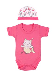 Babies Basic 5 Piece Unisex 100% Cotton Gift Set Include Bib, Romper, Mittens, Cap And Sleepsuit/Jumpsuit- Meowmaid  - Image 4