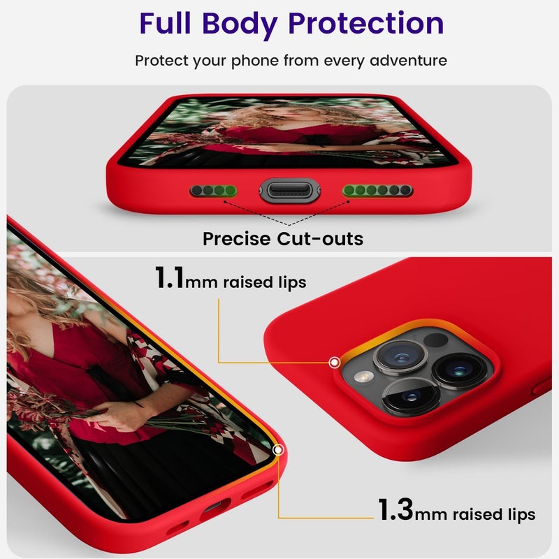 OTOFLY Designed for iPhone 14 Pro Max Case, Silicone Shockproof Slim Thin Phone Case for iPhone 14 Pro Max 6.7 inch (Red) - Image 3
