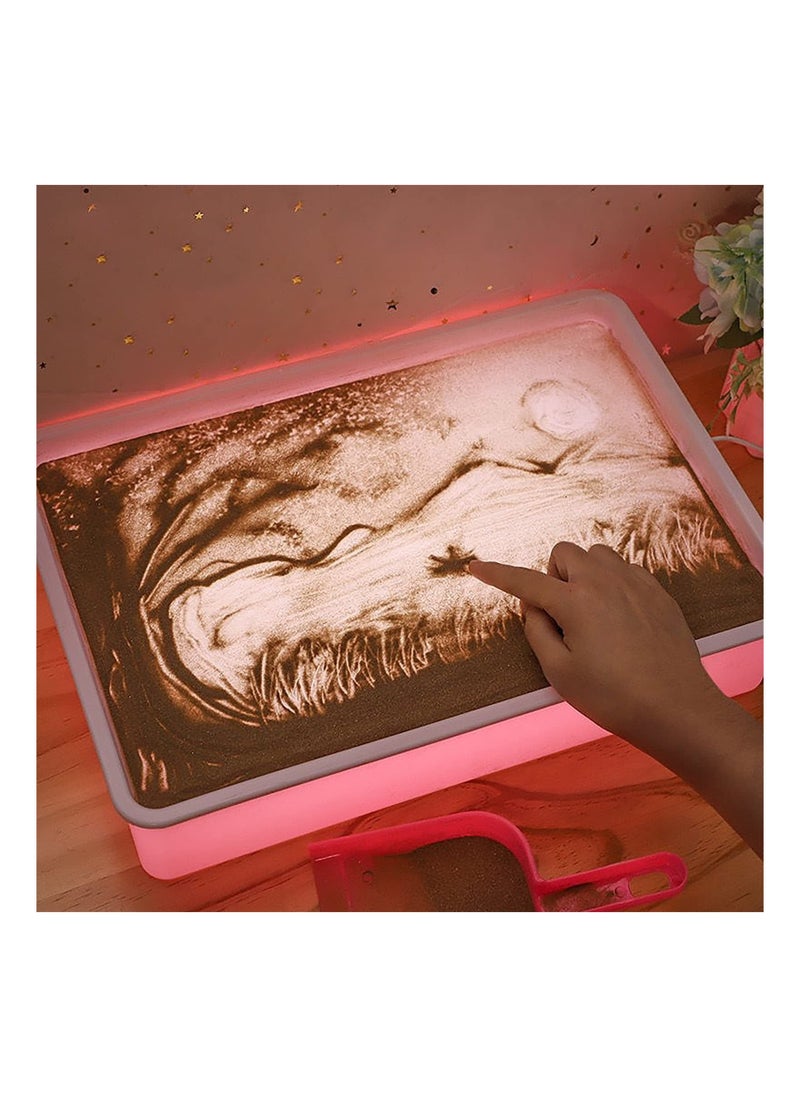Y&D 16Inch Sand Painting Light Box, Art Kits for Kids, Table Toys, Holiday, Birthday Gifts Boys Girls (Pink)  - Image 1